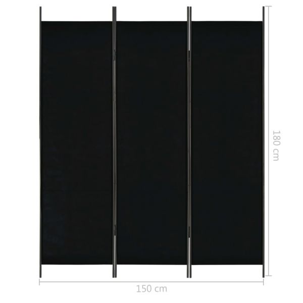 Wundervolle Marano di Napoli 3-tlg. Raumteiler Schwarz 150 x 180 cm