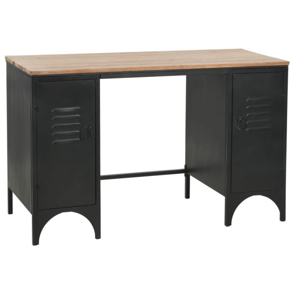 Schreibtisch mit Ständer Tannenholz Massiv und Stahl 120x50x76 cm online kaufen