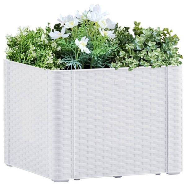 Charmante Garten-Hochbeet mit Selbstbewässerungssystem Weiß 43x43x33 cm Woolgoolga