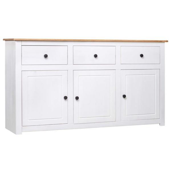 bildschöne Sideboard Weiß 135 x 40 x 80 cm Massivholz Panama-Kiefer Weymouth