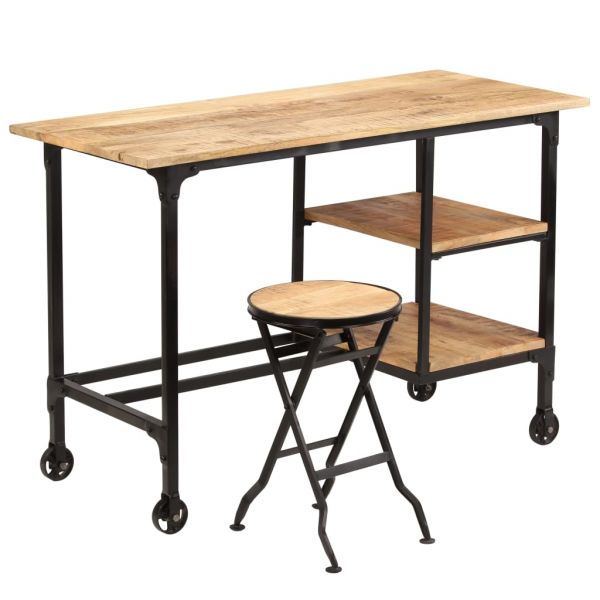 Schreibtisch mit Klapphocker Mangoholz Massiv 115x50x76 cm online kaufen