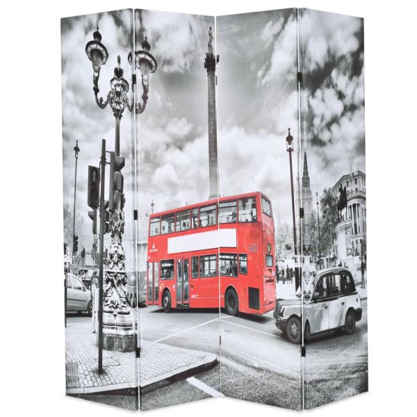 Klassische Bolzano Raumteiler klappbar 160 x 170 cm London Bus Schwarz-Weiß