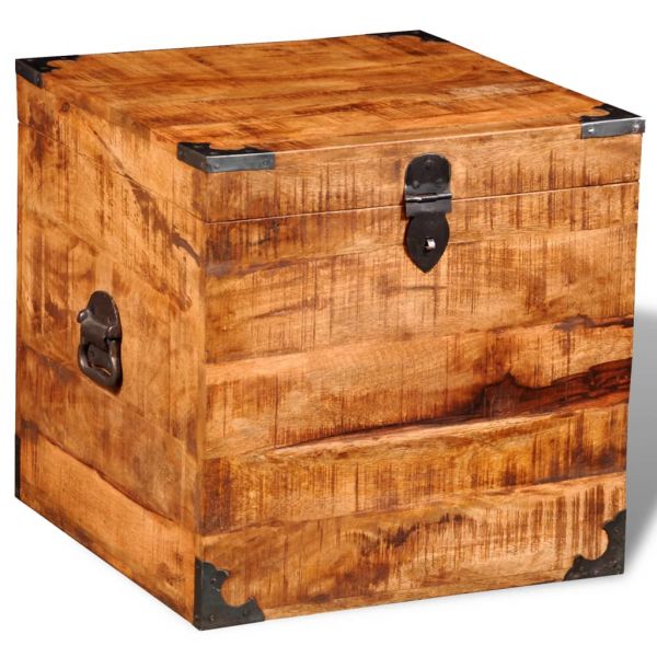 Aufbewahrungstruhe Quadratisch Mangoholz Box Holz Kasten Truhe